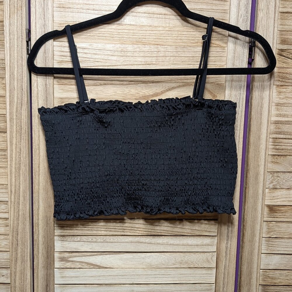 Black Smocked Crop Top NO TAGS